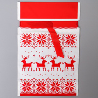 Пакет с лентой 15*23см "Олени вязанка" 50шт.