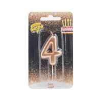 Свеча-цифра Розовое золото "4", 4,5см.