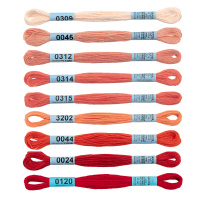 Набор ниток мулине "Gamma" 100% хлопок, 8м , Коралловый, 9шт