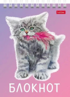 Блокнот А6  40л гребень "Котики бывают разными" УФ-лак, клетка