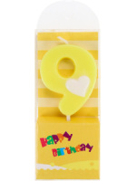 Свеча-цифра "9" с сердечком