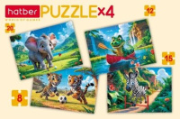 Пазлы    4в1  "Спортивное сафари" 200*140мм 8+12+15+20 дет.