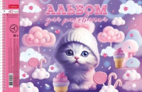 Альбом А4 40л гребень "Котики-зефирки" пл. 100 гр/м, метал.картон, выб.лак., перф, 4диз.в блоке