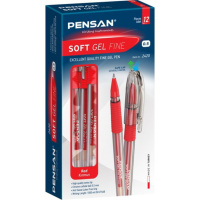 Ручка гелевая PENSAN SOFT GEL 0,5мм, красная, рез.грип