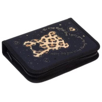 Пенал 1 отд. с 2-мя откид.пл. (200*140*40) молния, ткань/картон, 3D фольга "Стильный мишка"