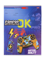 Тетрадь А5 12л косая лин. с доп.горизонт.лин. Проф-Пресс "Хардкорный геймер1" 5диз.в сп.,белизна 92%