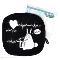 Кошелек (95*95*25) молния, х/б ткань "Влюбленный заяц"