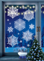 Витражная наклейка 33*40см "Волшебные снежинки"