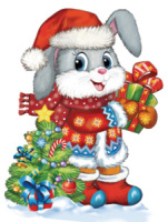 Плакат вырубной А3 "Зайчик Дед Мороз"