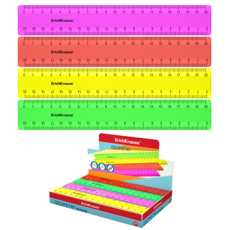 Линейка 20 см  "Neon Solid", ассорти