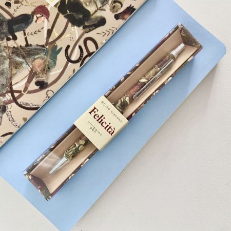 Ручка в футляре "Felicita. Тропические фрукты" шарик., 0,7мм, металл., синие чернила