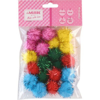 Набор "Помпоны 25шт. с блестками, ассорти цветов