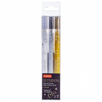 Набор гелевых ручек Hatber  3цв. "Supernova" 0,6мм, золото,серебро,белая