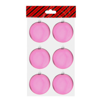 Набор елочных шаров 7 см, 6 шт., розовый