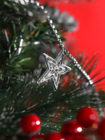 Бусы декоративные  пластик, "Яркие звезды" в индивид. упаковке, серебро