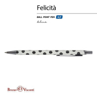 Ручка в футляре "Felicita. Black&White. Горошек" шарик., 0,7мм, металл., синие чернила