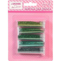 Блёстки декоративные в тубах 5цв*4,5г, ОТТЕНКИ ЗЕЛЁНОГО, набор