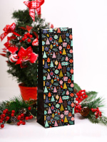 Пакет подар. бум. новогодн. 12*36*8см(под бутылку) 157 гр/м "Новогодняя кутерьма"