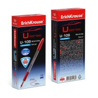 Ручка шар. ЕК ULTRA GLIDE CLASSIC STICK U-109 красная, прозр.корп.1мм