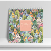 Скетчпад 195*195мм  40л., гребень, 120гр/м2 "Городок"