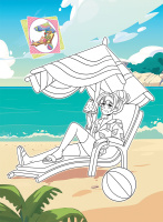 Раскраска с заданиями "Аниме. Каникулы на море"  А4 16стр.