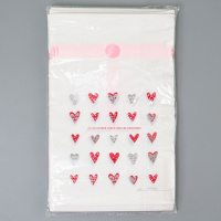 Мешок подар. ПВХ  лентой 15*23см "Сердца" 50шт/уп