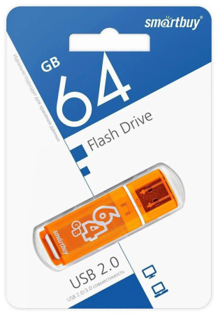 Флеш-драйв  64 GB USB 2.0 Smartbuy lossy series Orange