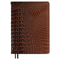 Ежедневник недат. А5+ 160л., кож.зам., тв.пер. "Аллигатор коричневый" тисн. ляссе