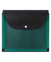 Конверт на кнопке 228*188мм, ПВХ, расширение до 2,5см (250 л),черный/пр.зеленый