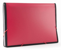 Папка 13 отд. на резин. А4 0,7мм  с окантовкой, красная