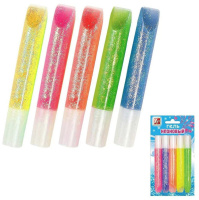 Гель цветной с блестками  5цв*10мл., Неоновый (алый, зеленый, желтый, розовый, голубой)