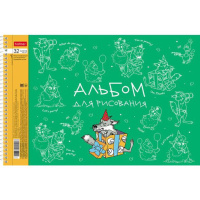 Альбом А4 32л  гребень "Забавные животные"  пл. 100 гр/м, перфорация на отрыв