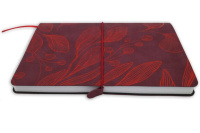 Записная книжка А5 кожзам, мягк.пер., 128л. "Leaves" ляссе, резинка
