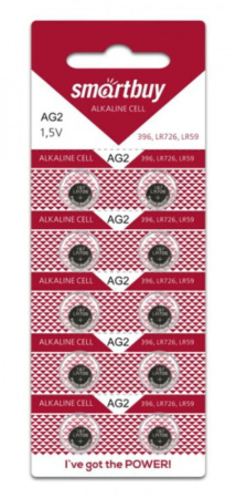 Батарейка-таблетка G2-10B Smartbuy Alkaline, блистер, цена за 1 шт