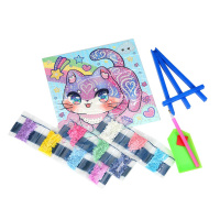 Мозаика алмазная на картоне 20*20см "Радужный котик"