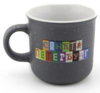 Кружка сувенирная 100мл "Санкт-Петербург" фарфор, серая