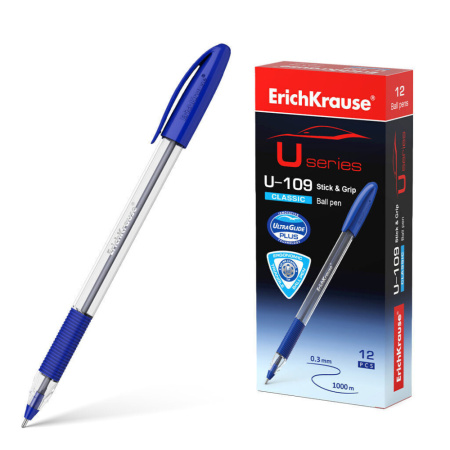 Ручка шар. ЕК ULTRA GLIDE CLASSIC STICK U-109 синяя, прозр.корп.1мм