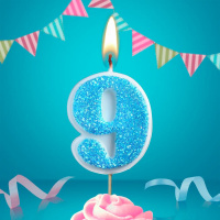 Свеча-цифра "9" сахарная, 4см