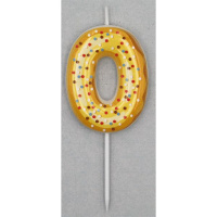 Свеча-цифра "0" Donut  6 см, с 3D декором