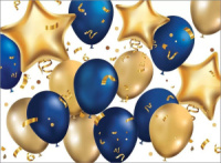 Конверт для подарочного сертификата "Шарики" синий/золото