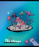Тетрадь А5 48л кл. ПЗБМ "Поганки" софт.тач, выб.УФ лак Брайль, 5диз.в блоке, бел.100%