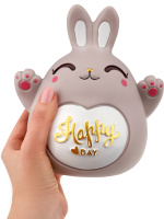 Копилка 14*16см "Счастливый зайчик" серый