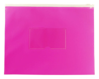 Конверт на молнии А5 0,15мм, карман д/визитки, Double Neon, розовый