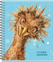 Тетрадь А5  96л кл. гребень Полином "Птицы" УФ-лак, 4 дизайна, БЕЗ ПОЛЕЙ