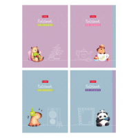 Блокнот А6  24л скоба "Весёлые хвостики" клетка, 16 диз.