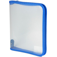 Папка д/тетрад. А5 1отд. на молнии вокруг Офис б/цв Синяя