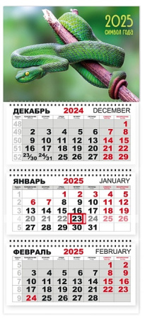 Календарь Трио  310*690мм на 2025г.  СГ Зеленая змея на ветке