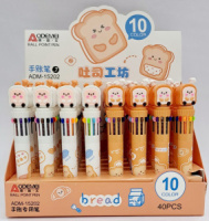 Ручка шар. многоцв.10-х цветная, "Тост-поваренок"