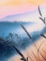 Скетчбук А5  80л., 7БЦ 100гр/м2 "Пейзажная живопись" резинка