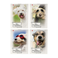 Блокнот А7  40л  "Щеночки" скрепка, клетка, ассорти